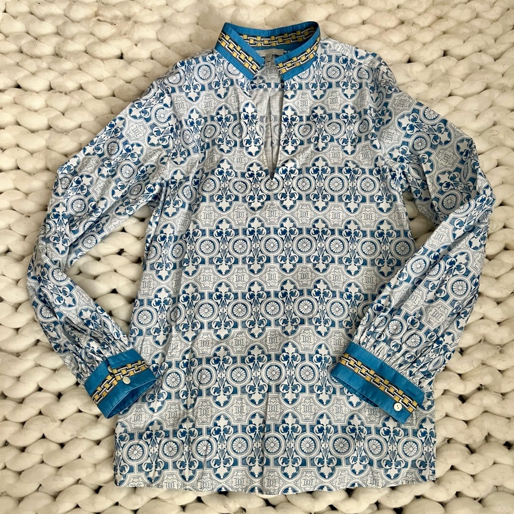 Blue Patterned Women's Blouse